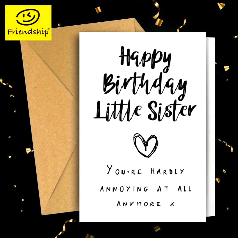 Adorable Sister Birthday Card for Women, Thank You Note, Gift from Loved One