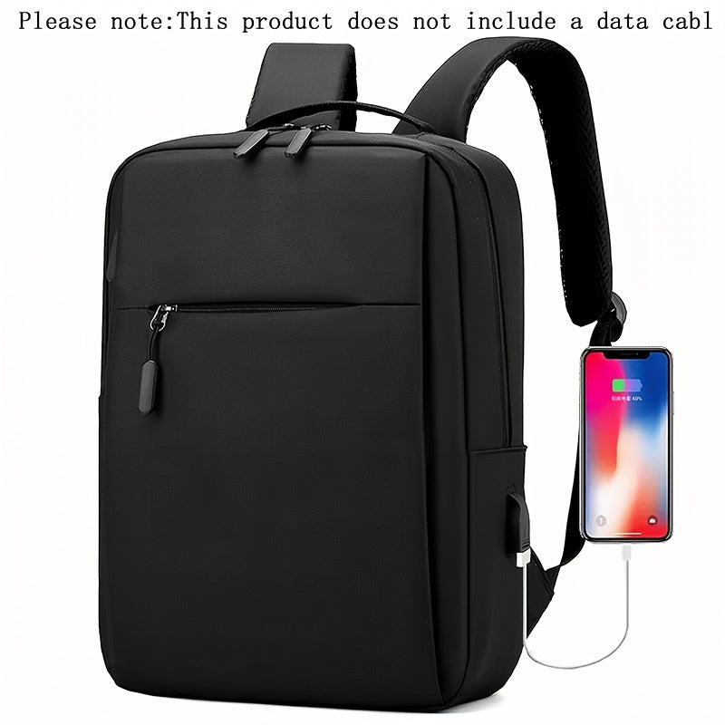 Легкий деловой рюкзак для ноутбука с USB-портом для зарядки, застежка-молния, для путешествий и студентов, черный