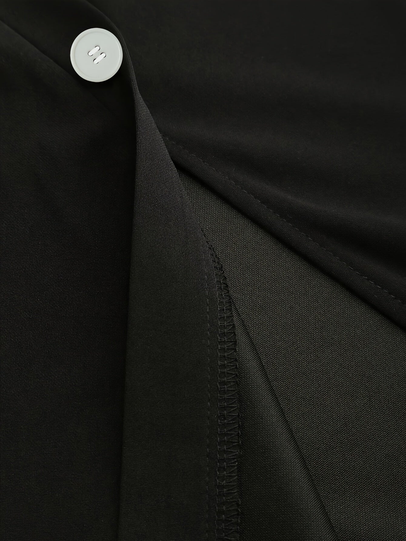 Plus Size Black Pencil Skirt with Ruched Detail and Decorative Buttons High Waist Polyester