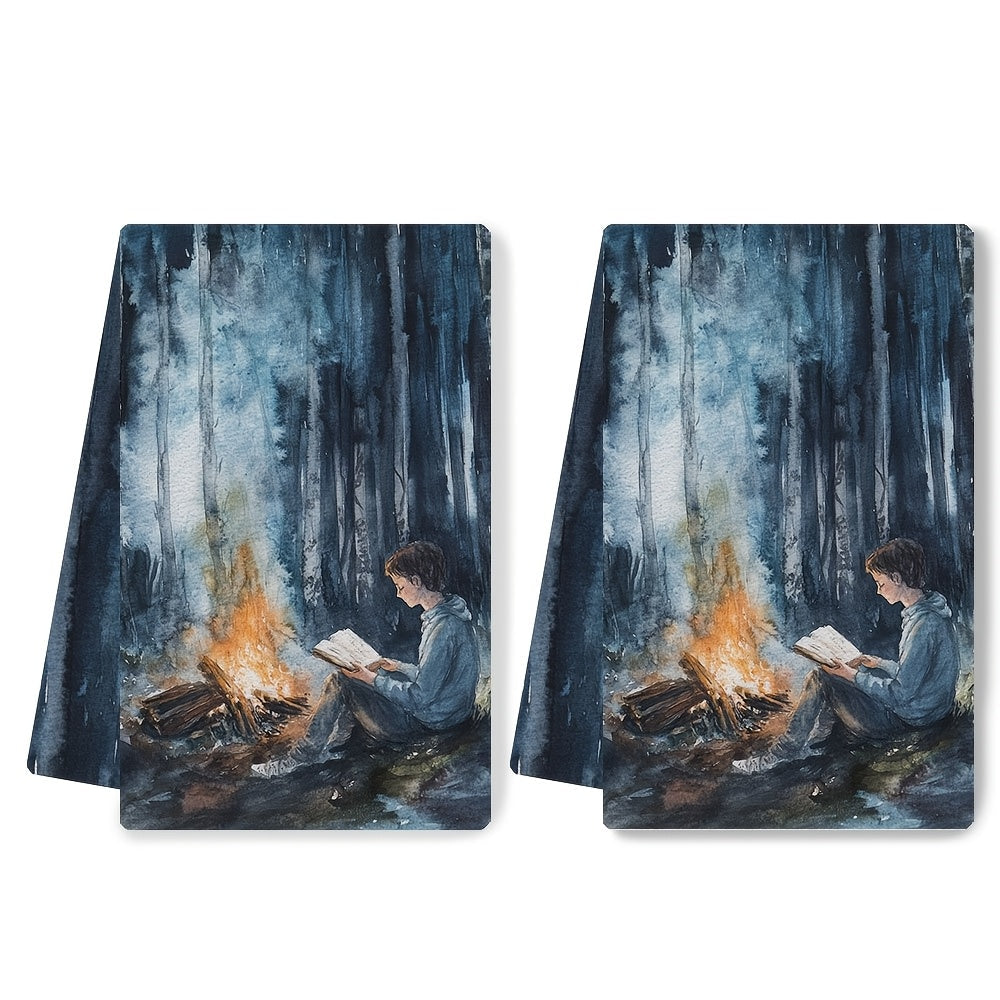 Juego de 2 toallas de cocina ultra suaves con diseño de malvavisco y fantasma 16x24 pulgadas