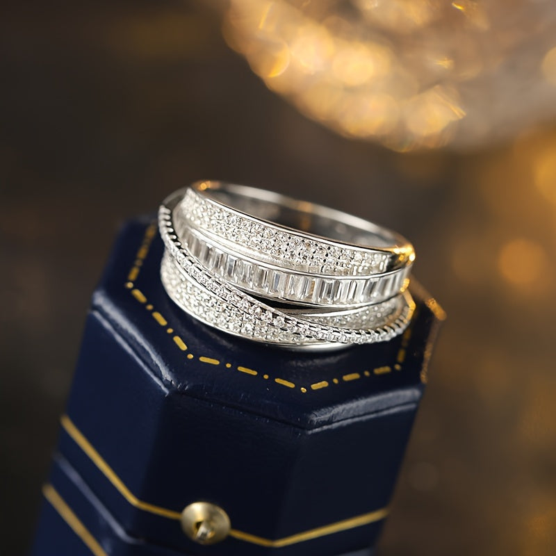 Zamonaviy va nozik Sterling Silver to'y halqalar to'plami, sintetik dekabr tug'ilgan tosh kubik zirkoni bilan - kumush qoplamada geometrik baguette halqa, har kuni kiyish va bayramlar uchun ideal, ajoyib 14-fevral sovg'asi - jinsga oid emas.