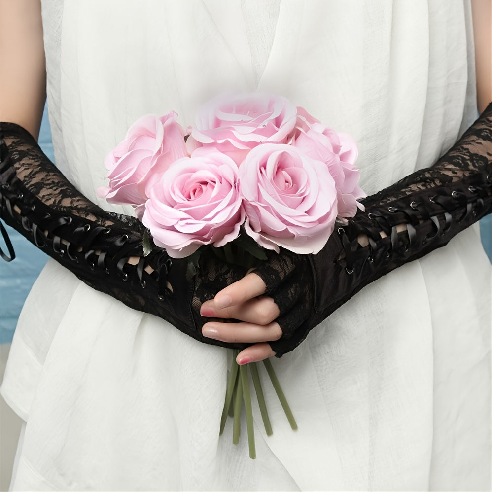 Women's Retro Halloween Gloves Gothic Lace Corset Fingerless Cosplay