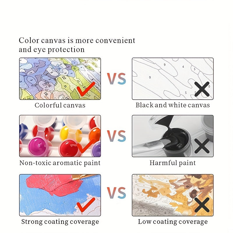 Hand-Painted Paint by Numbers Kit with Peony Design 40x50cm Frameless Canvas for Adults