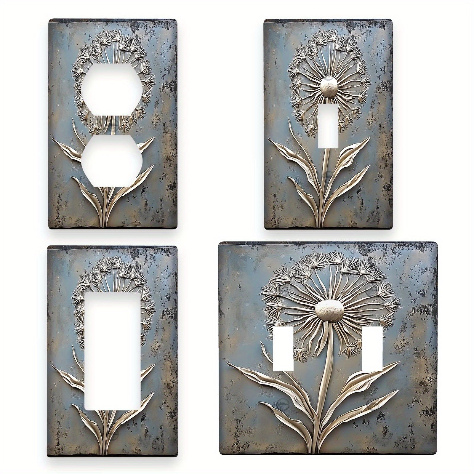 White Dandelion Light Switch Cover Decorative for Bathroom Bedroom Easy to Install