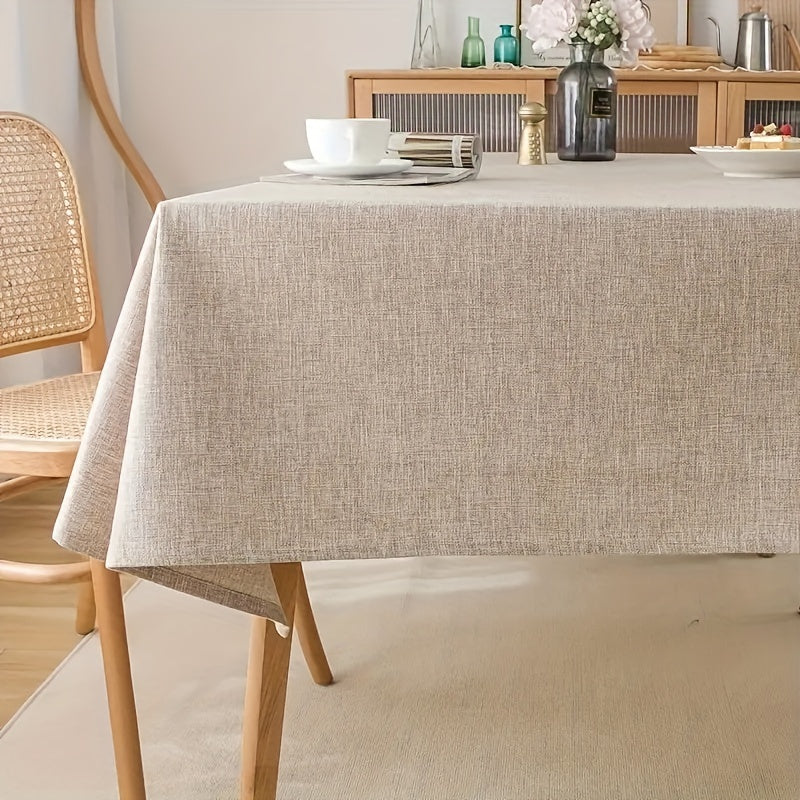 Solid Color Linen Tablecloth with Polyester Filling Large Square for Home Decor