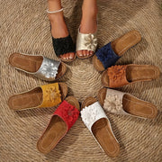 Women's Summer Floral Slide Sandals Open Toe Slip-On Non-Slip Rubber