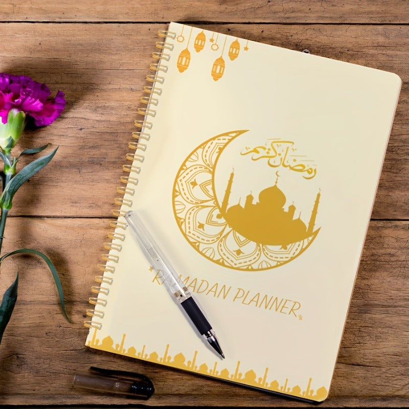 Ramadan Planner Notebook with Crescent Design, To-Do List, Priorities, A5 Spiral Diary, Various Sizes