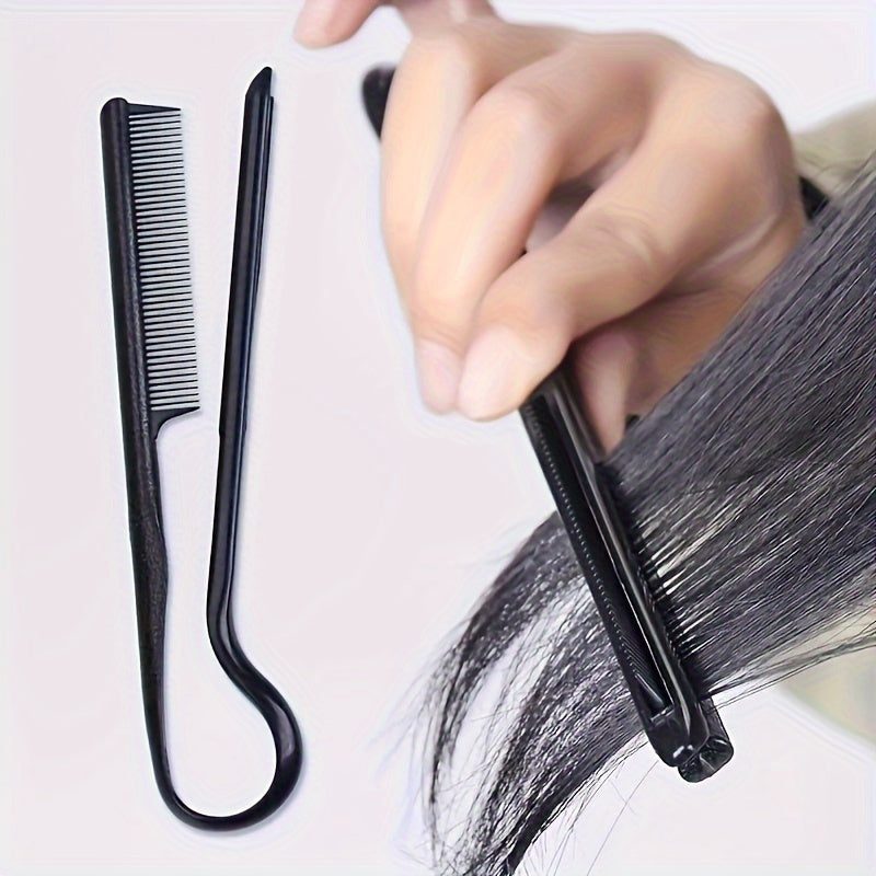 Unisex Adult Hair Styling V-Comb Kit with Straightening and Sectioning Clamp