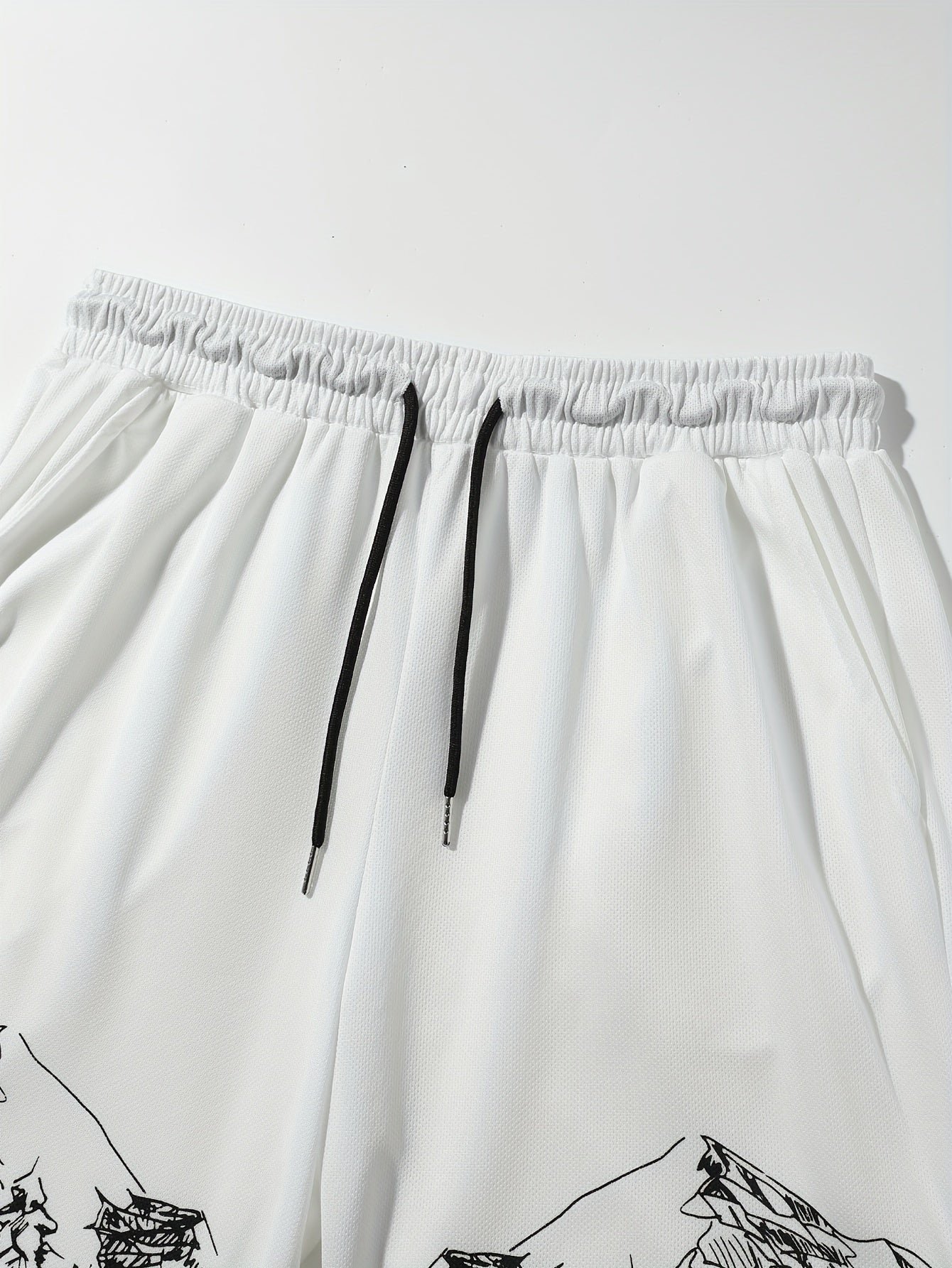 Conjunto casual de hombre de 2 piezas, camiseta de manga corta y pantalones cortos con cordón, poliéster, moda de verano