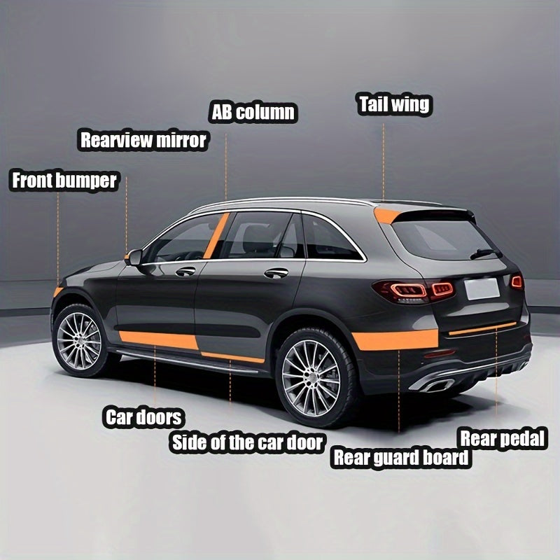 Avtomobil ichki bezak chizig'i mat qora vinil qoplama filmi, 3/5/7/10 sm