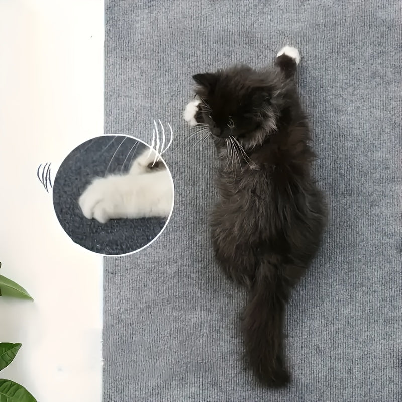 Self-Adhesive Cat Scratching Mat for Sofa Protection Gray Polyester Claw Guard