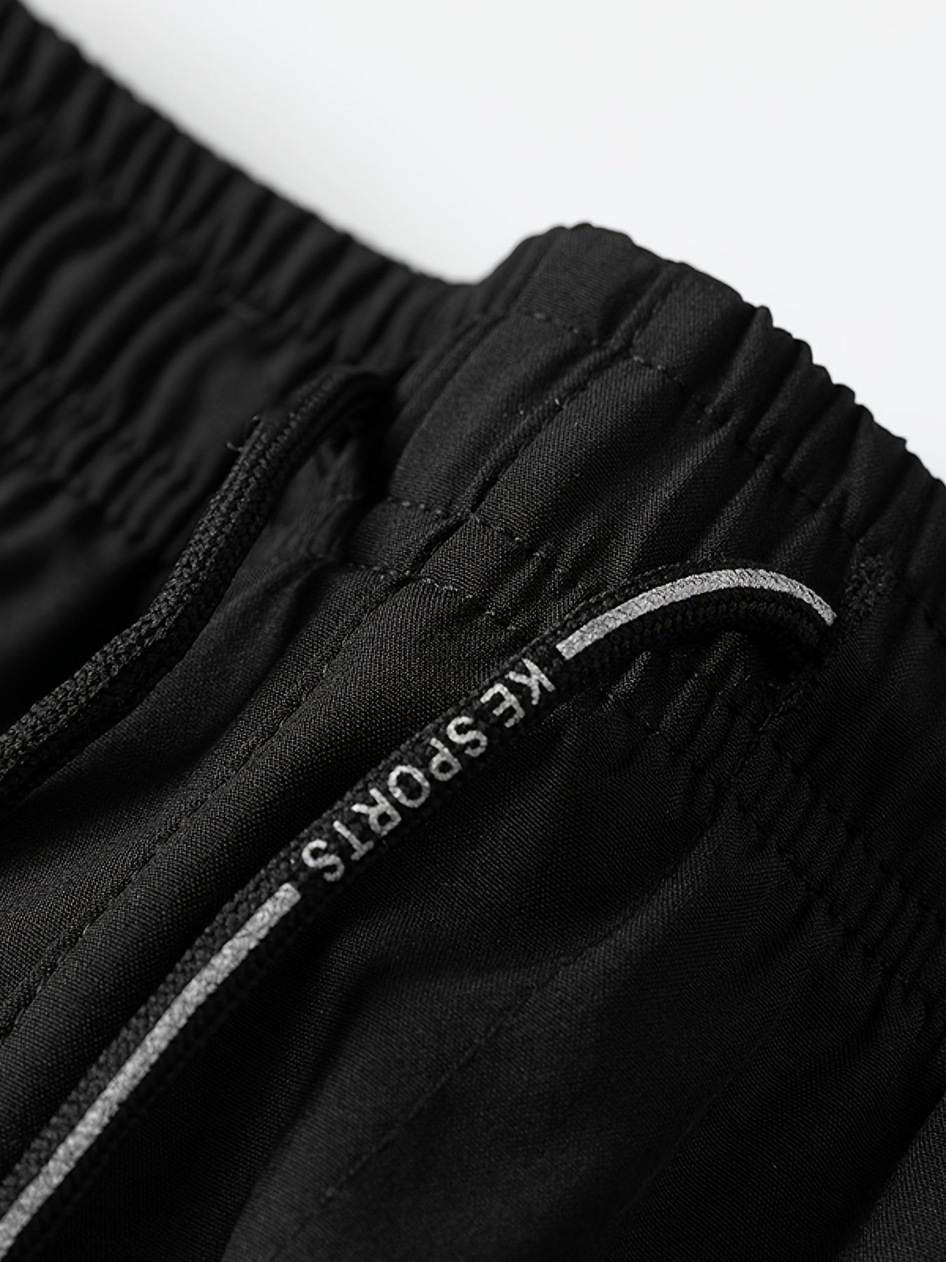 Men's Casual Solid Polyester Pants with Zipper Pockets Drawstring Barrel Trousers for Outdoor Activities