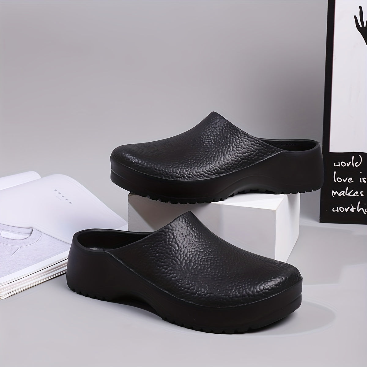 Women's Waterproof Non Slip Kitchen Work Mules Casual Slip-On Shoes