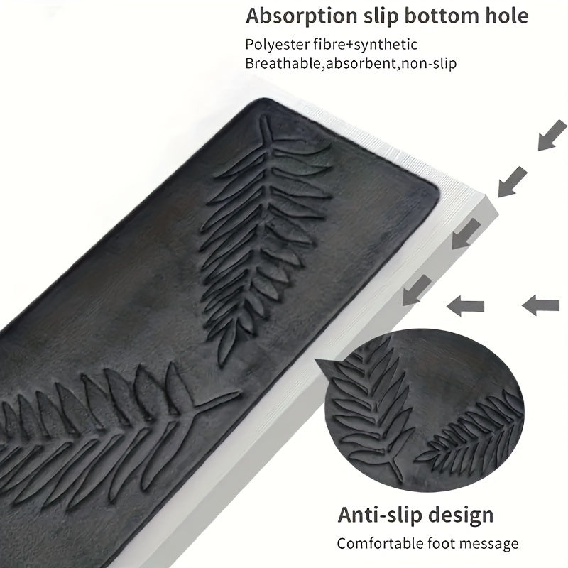 Non-Slip Leaf Pattern Bathroom Mat Absorbent Quick-Dry Polyester Rug