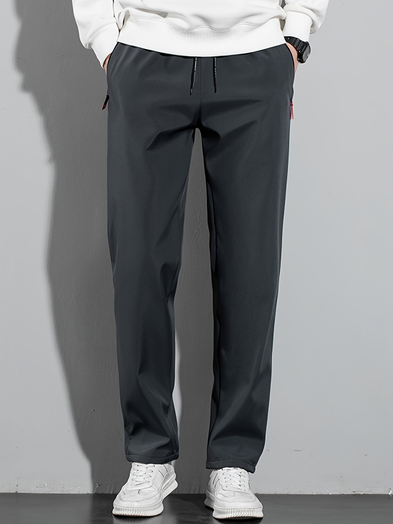 Men's Summer Casual Pants Lightweight Breathable Quick-Dry Solid Color Jogging Trousers