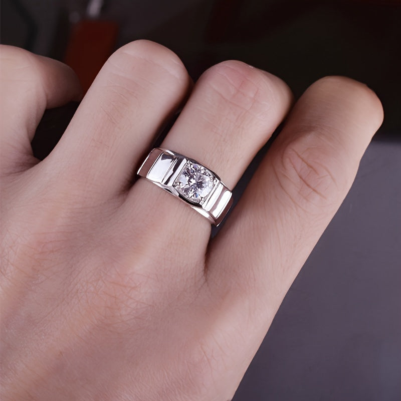 Sterling Silver Ring with Zirconia Inlay Elegant Jewelry for Women