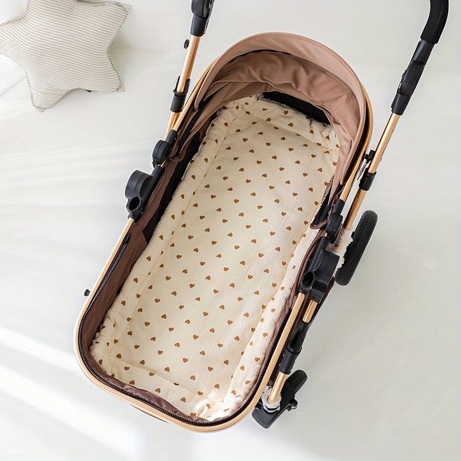 Double-Sided Beige Stroller Mat for Kids Thickened Washable with Warm Sitting Pad