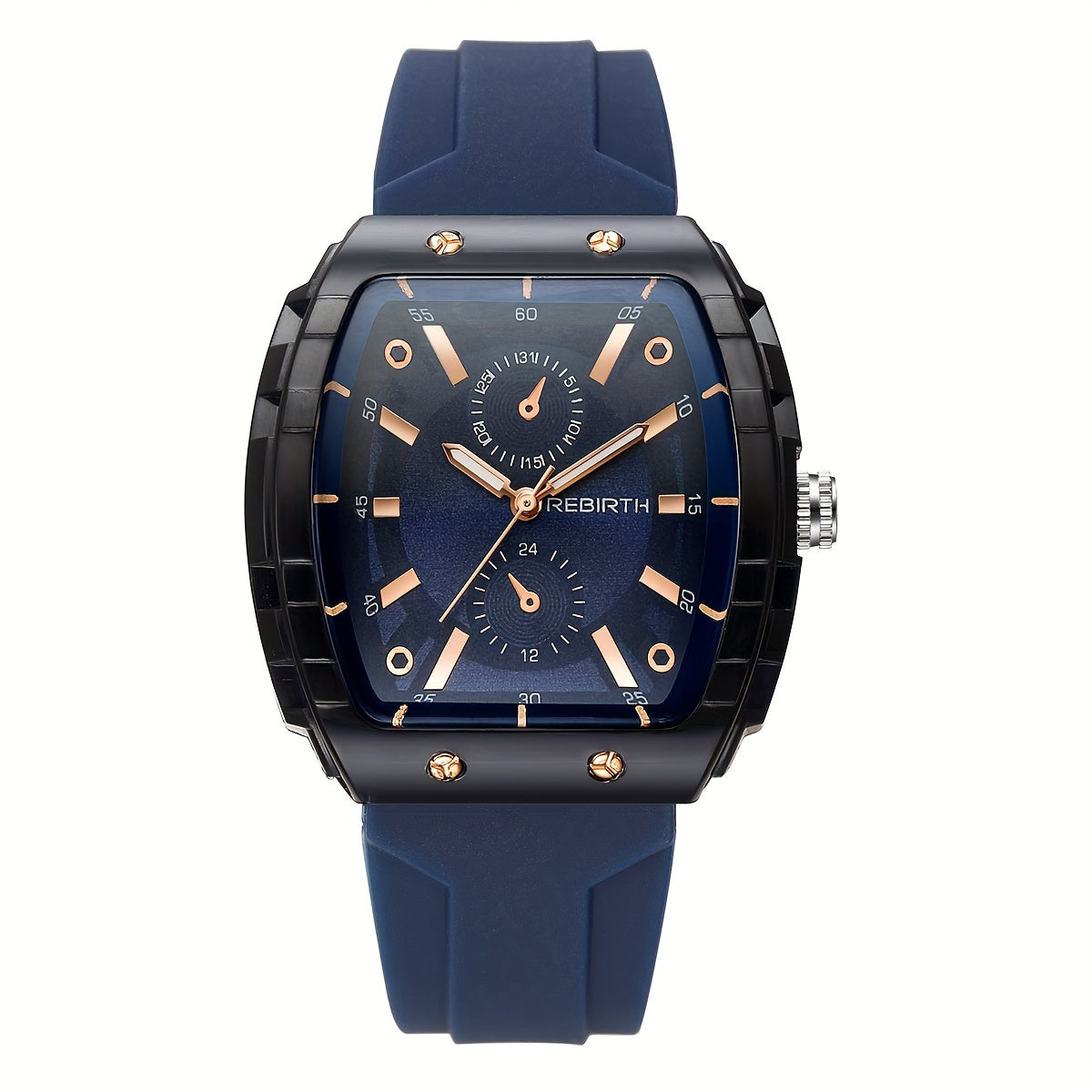 Unisex Square Watch with Silicone Strap and Long-Lasting Battery