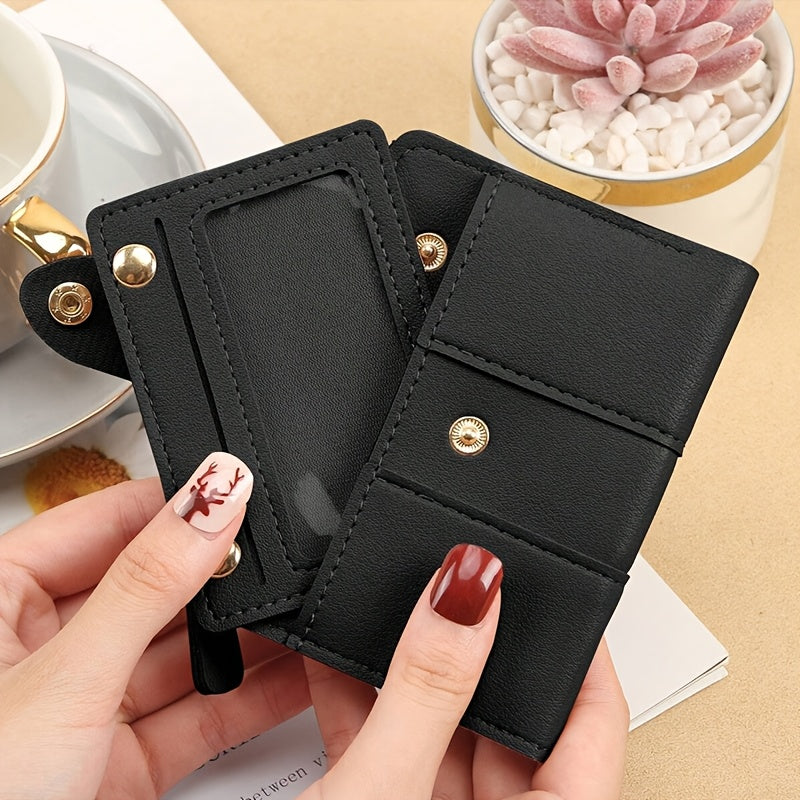 Складной, стильный короткий кошелек для женщин с несколькими молниями, застежками и карманами для карт, идеальный для монет, мелочи, кредитных карт и удостоверений личности.