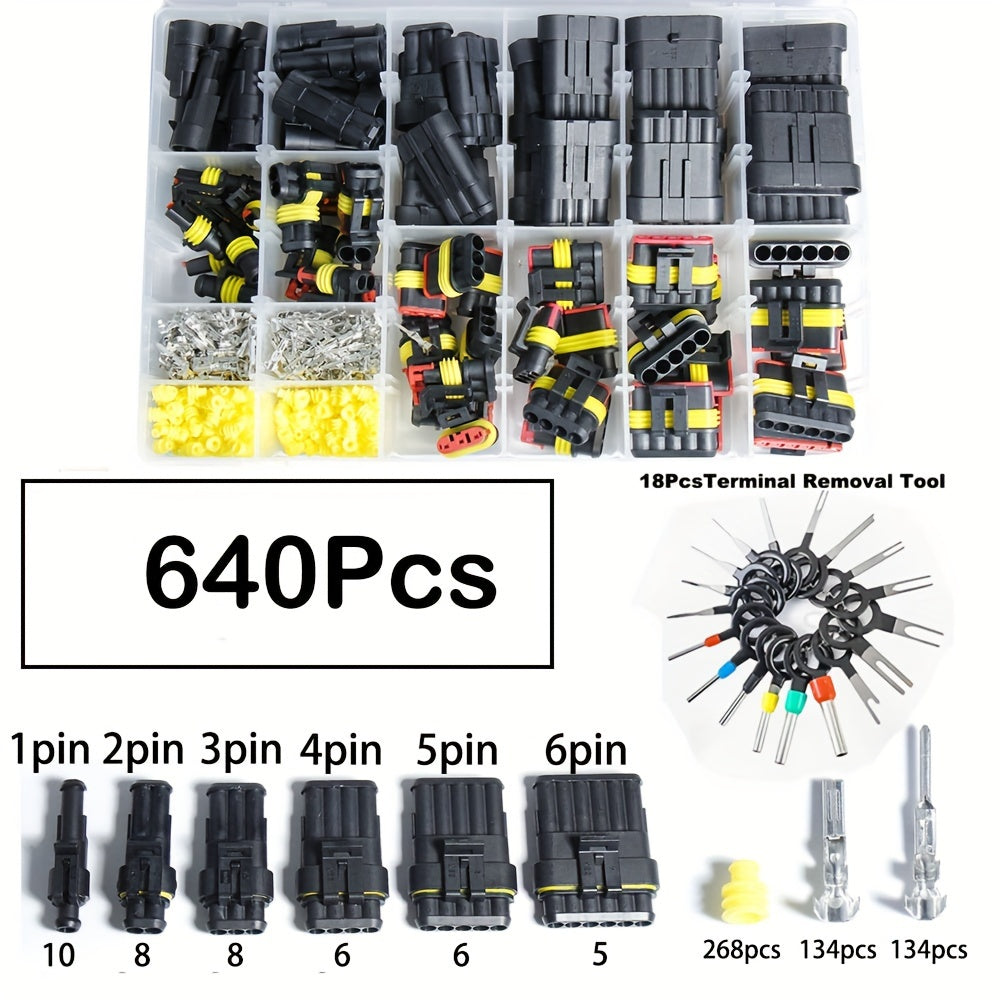 Male Female Electrical Connector Kit 2/10/12/20/40/272/370/640P Waterproof Wire for Car Boat Motorcycle