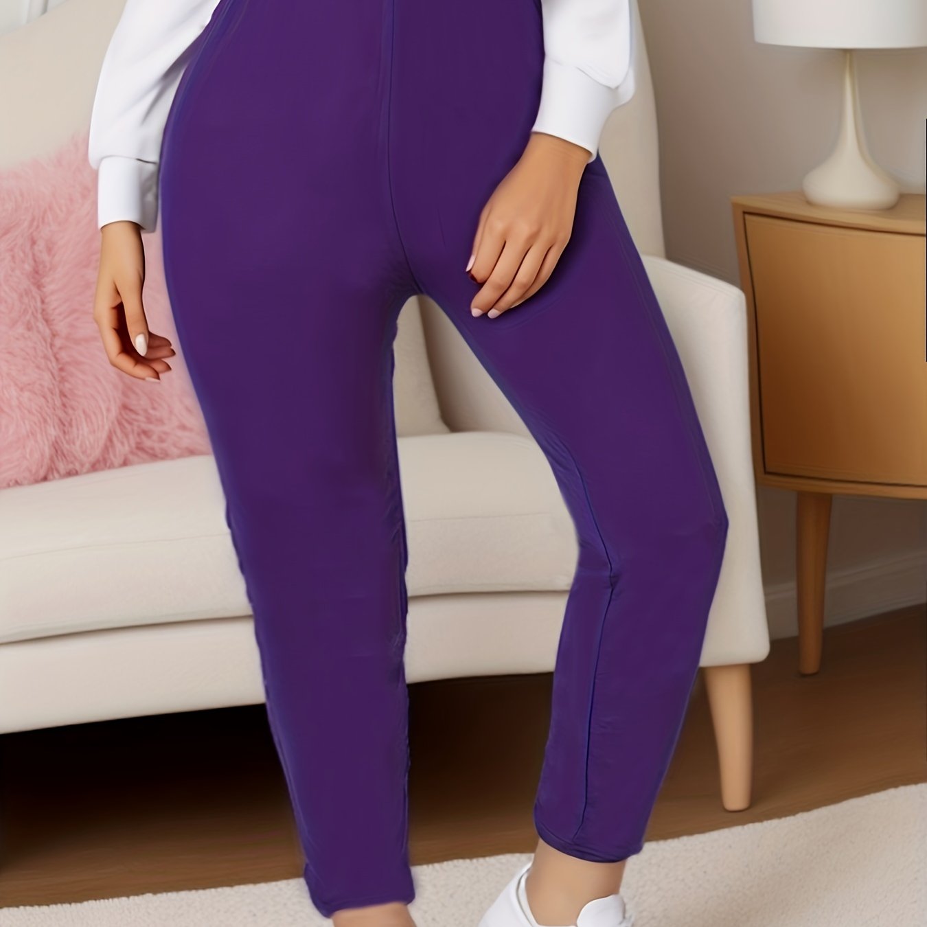 Plus Size Women's Skinny Leggings High Waist Stretchy Casual Spring Summer