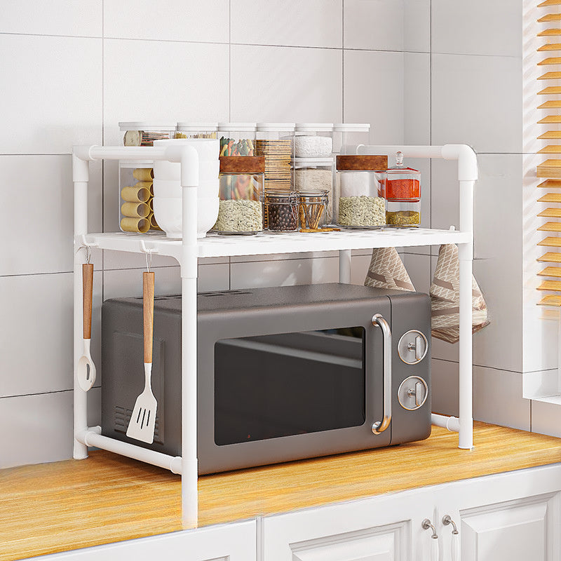 Har xil maqsadlar uchun mikrotolqinli pech uchun saqlash polki, ko'p qatlamli plastmassa oshxona tashkilotchisi