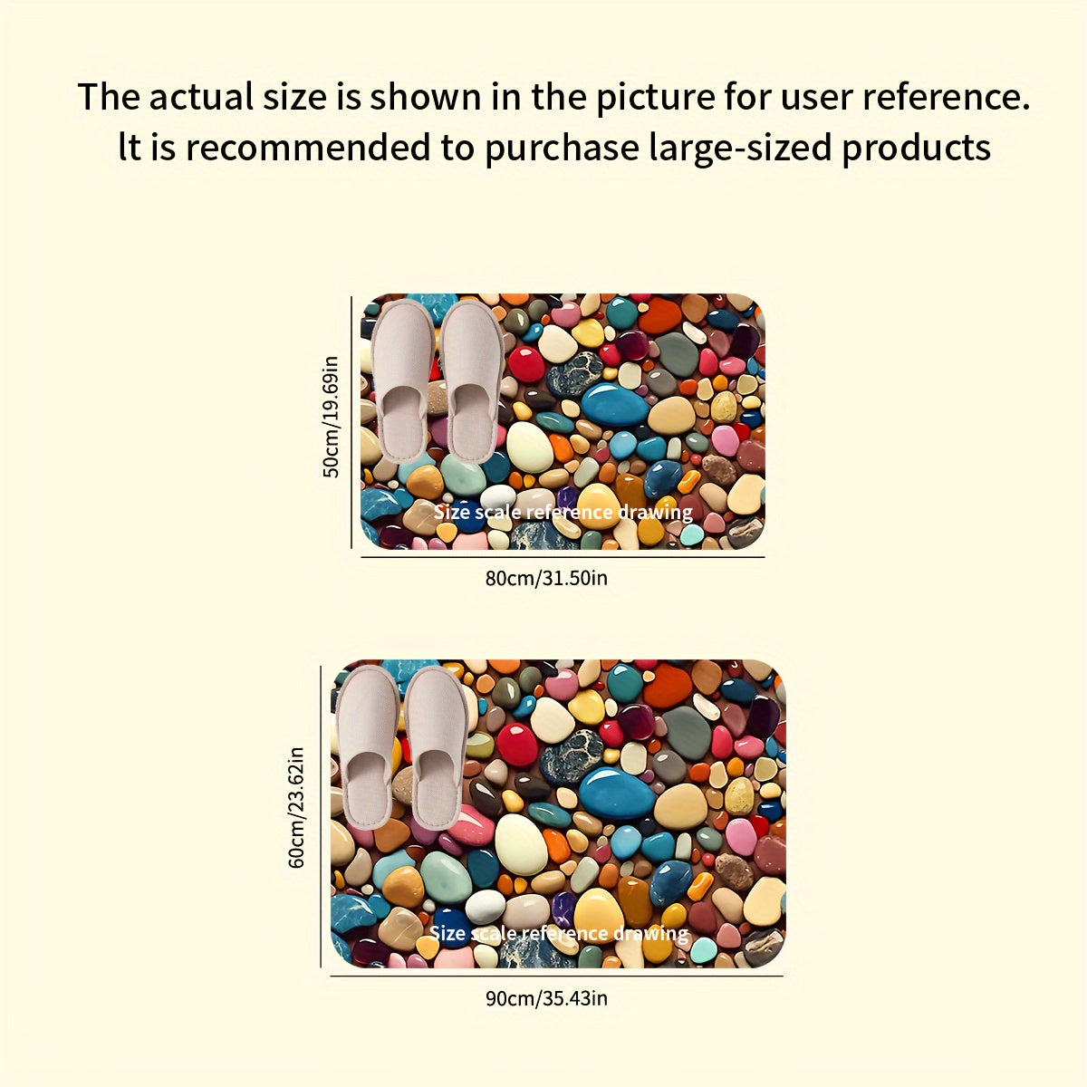 Alfombra de baño con patrón de guijarros antideslizante, absorbente, de secado rápido y lavable a máquina