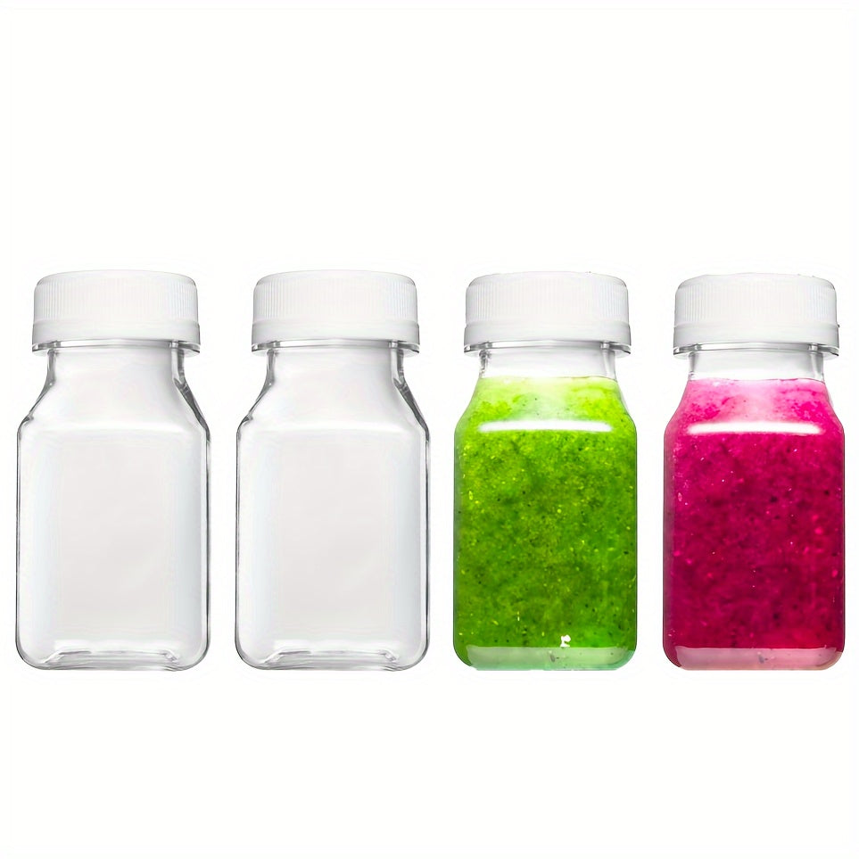 4oz shaffof plastmassa ichimlik shishalari, qopqog'lar bilan, 4, 6 yoki 8 ta, sharbat, sut, smuzi uchun