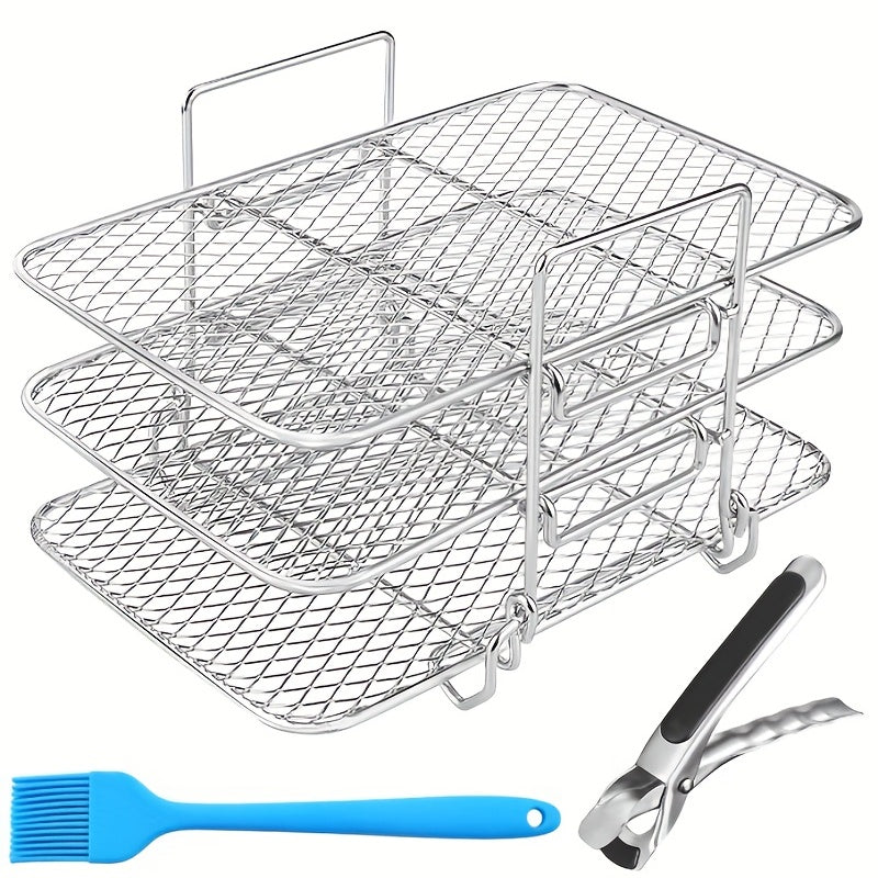 Barbecue Rack Set with Stainless Steel Three-Layer Dehydration and Grill Racks