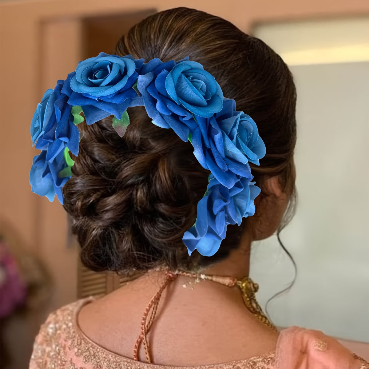 Adorno para el cabello con flor de novia, enredadera de rosas falsas, accesorio para peinado de boda en la playa
