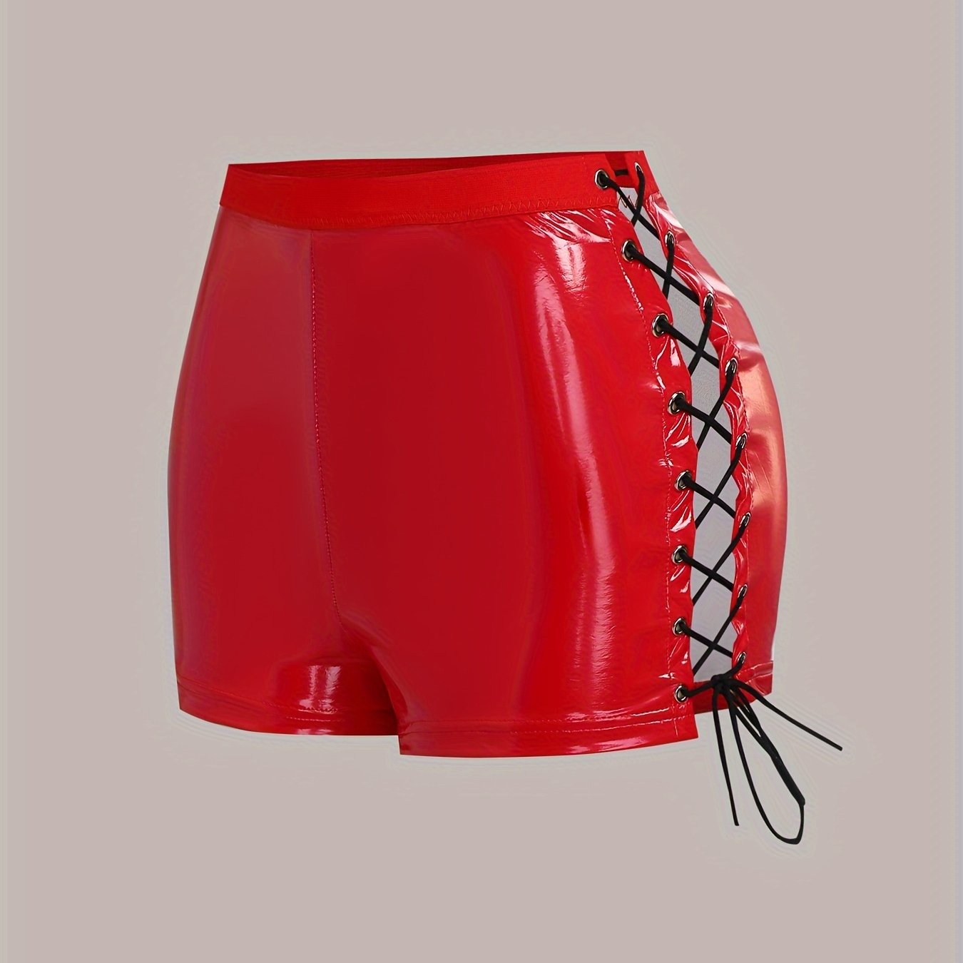 Women's Lace-Up PU Shorts and Lingerie for Cosplay