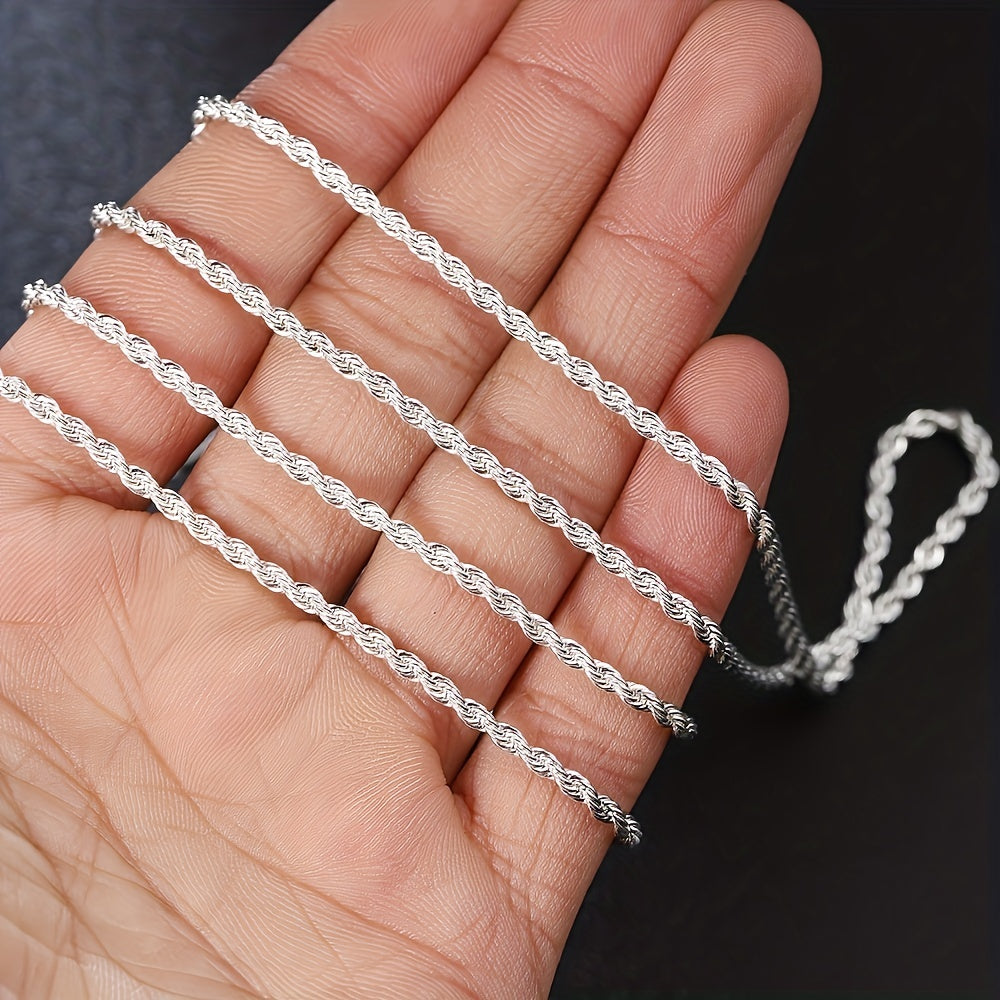 Women's Silver Twist Rope Chain Necklace 8 Inches Jewelry Gift