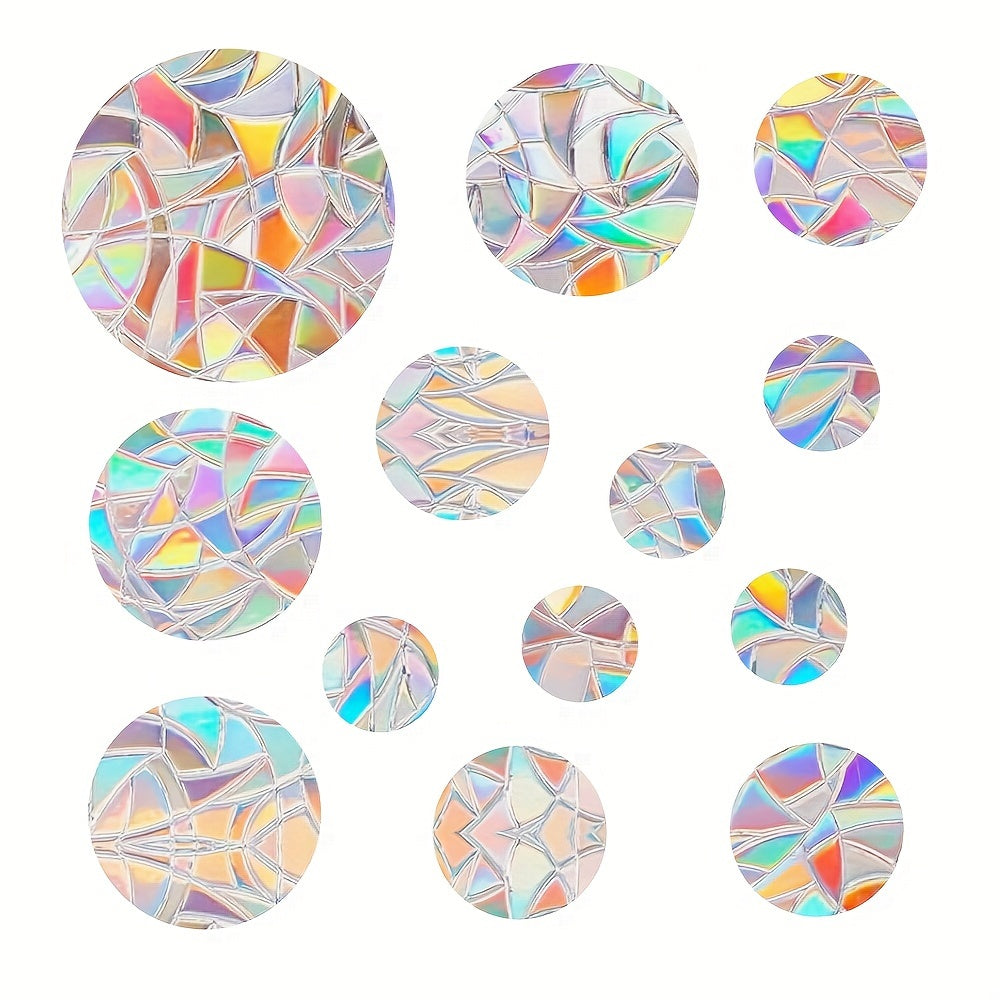 Rainbow Sun Catcher Window Film Set of Round Static Cling Decals 16mil Thickness