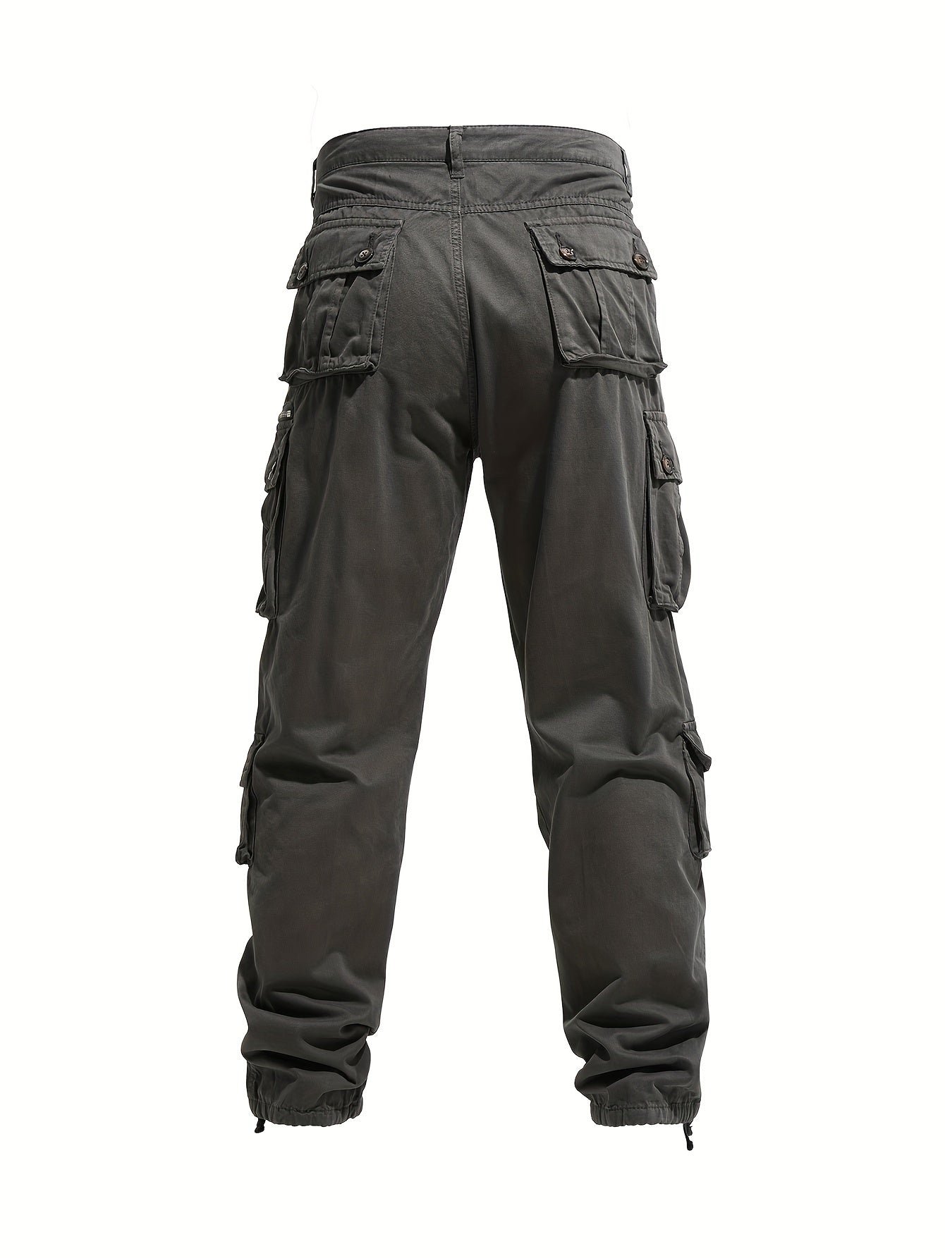 Men's Plus-Size Cotton Cargo Pants with 8 Pockets for Outdoor Activities
