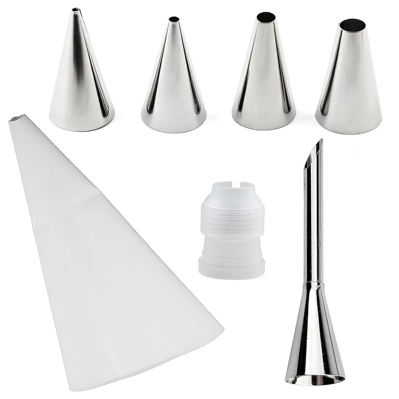 Set of 6 Silicone Pastry Icing Piping Bags and Tips for Cakes and Cupcakes