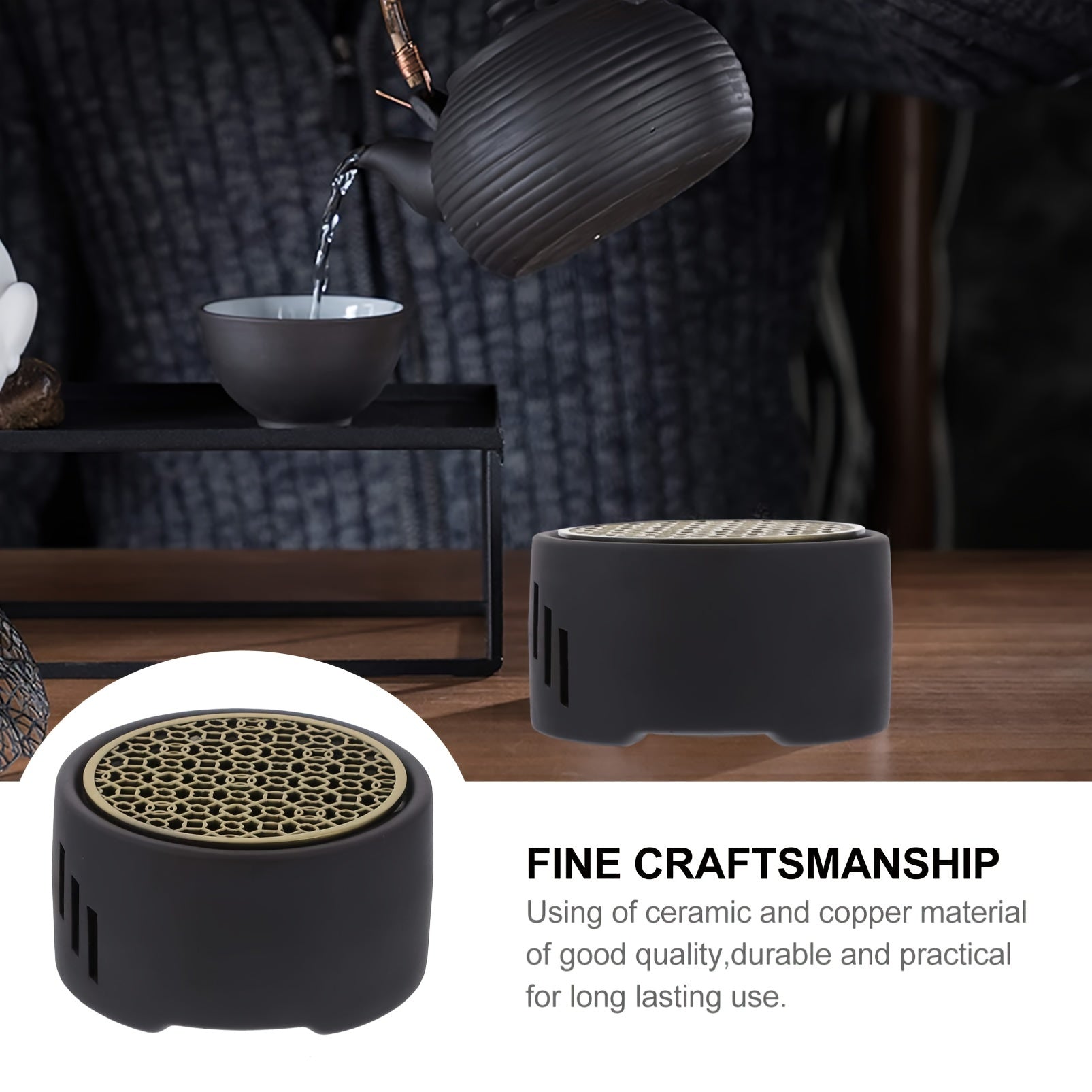 Compact Kung Fu Tea Stove with Candle Heating Base for Porcelain Tea Pot Warmth