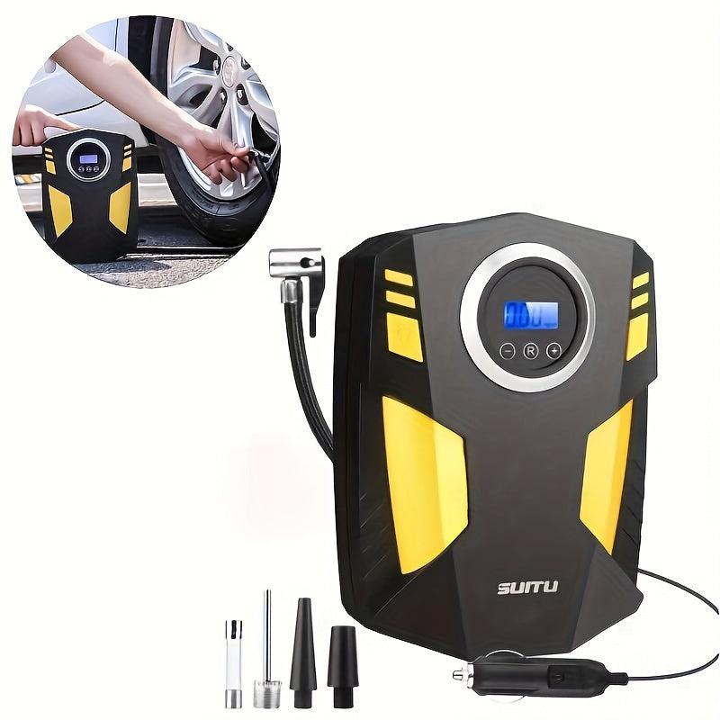 Portable Tire Inflator with Digital Gauge LED Light for Cars and Bikes