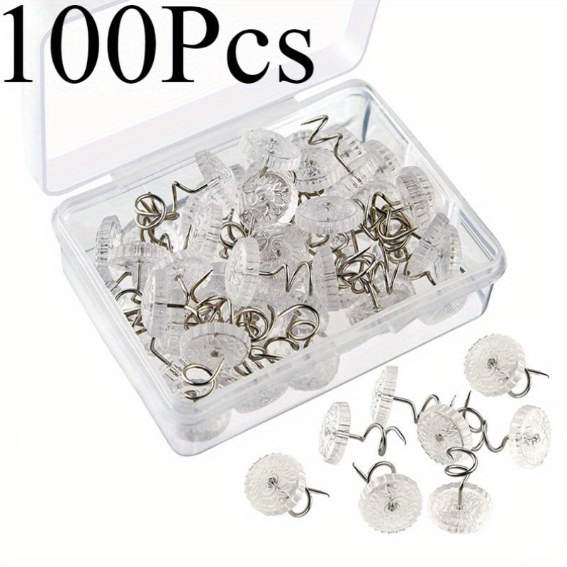 Set of 20/50/100 Stainless Steel Transparent Spiral Bed Skirt Clips for Sofa Covers