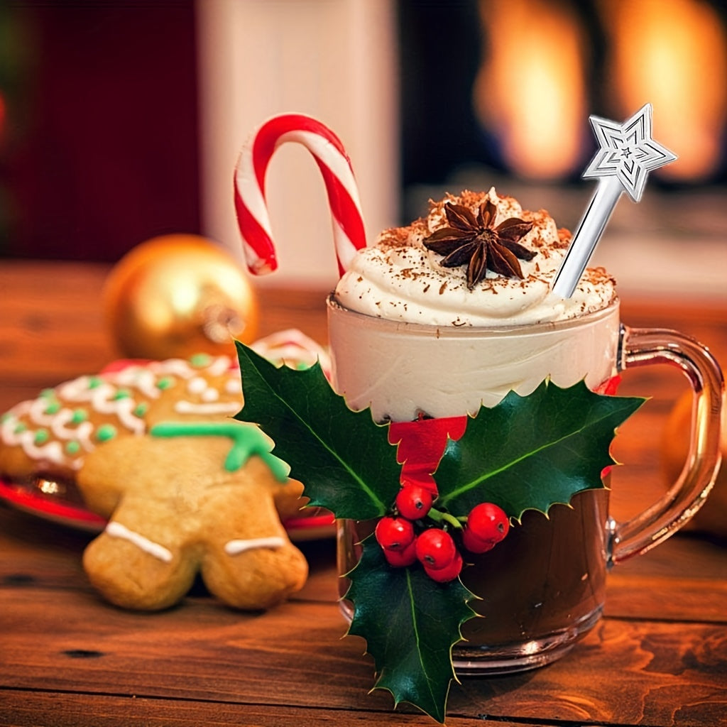 8-Piece Stainless Steel Mini Spoon Set with Holiday Designs for Tea Coffee Desserts