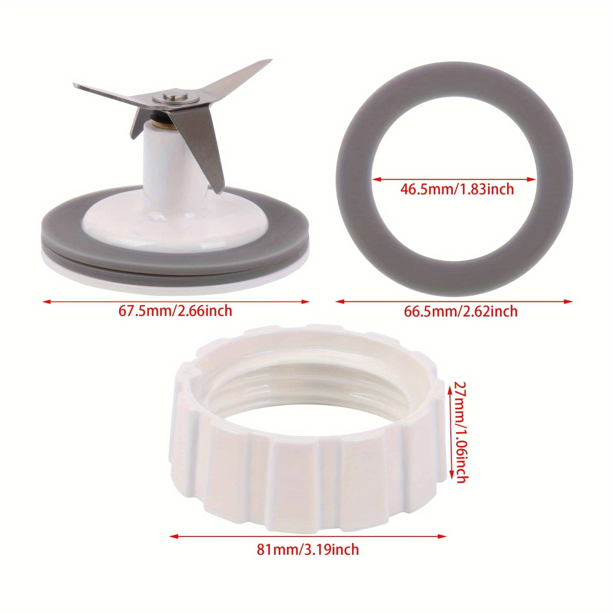 White Mixer Blade Replacement Kit with 3 Pieces