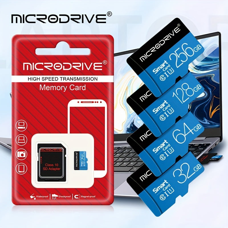 Blue Class 10 U3 MicroSD Card 32GB 64GB 128GB 256GB with SD Adapter