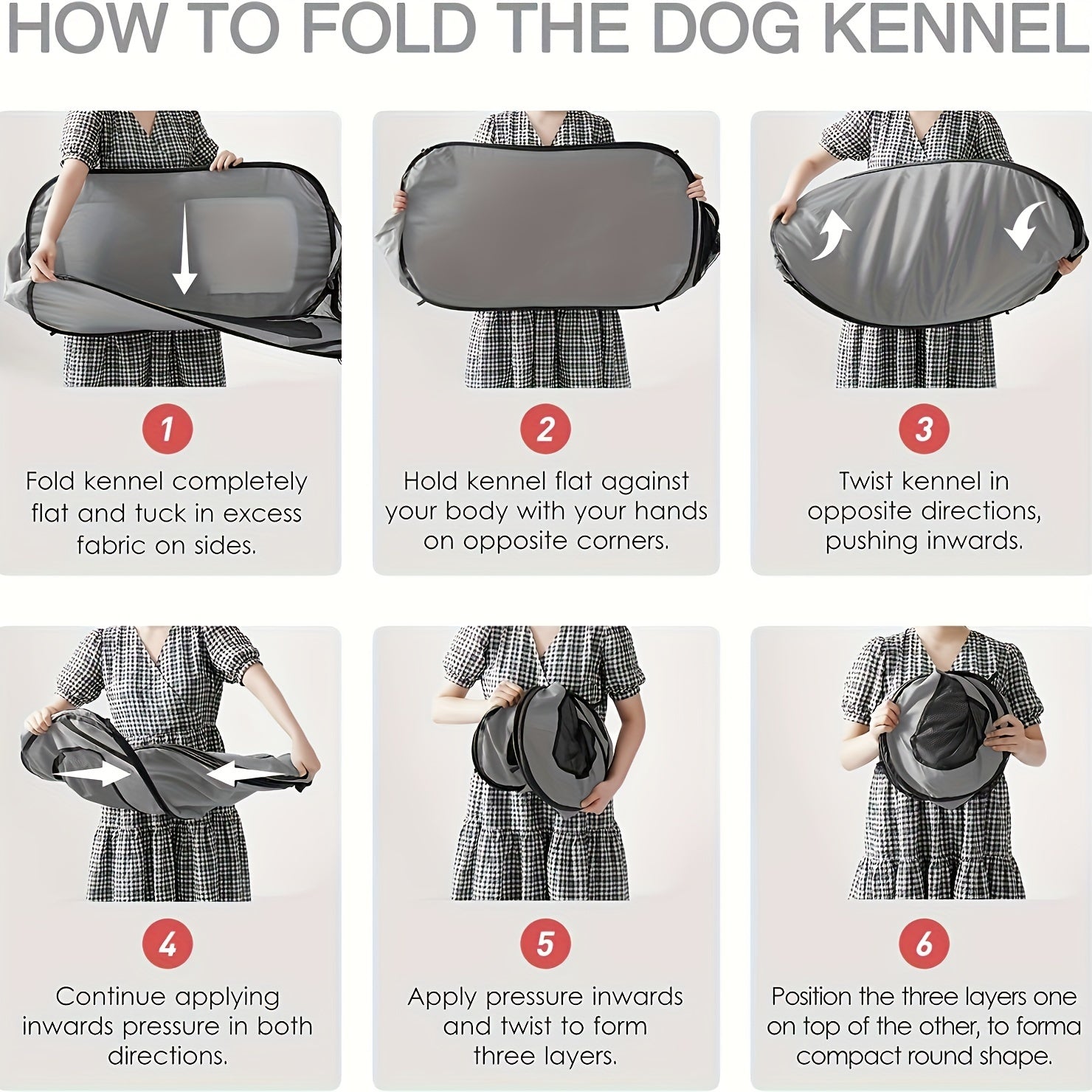 Foldable Pet Cage with Lockable Zipper for Cats and Small Dogs Indoor Outdoor Use