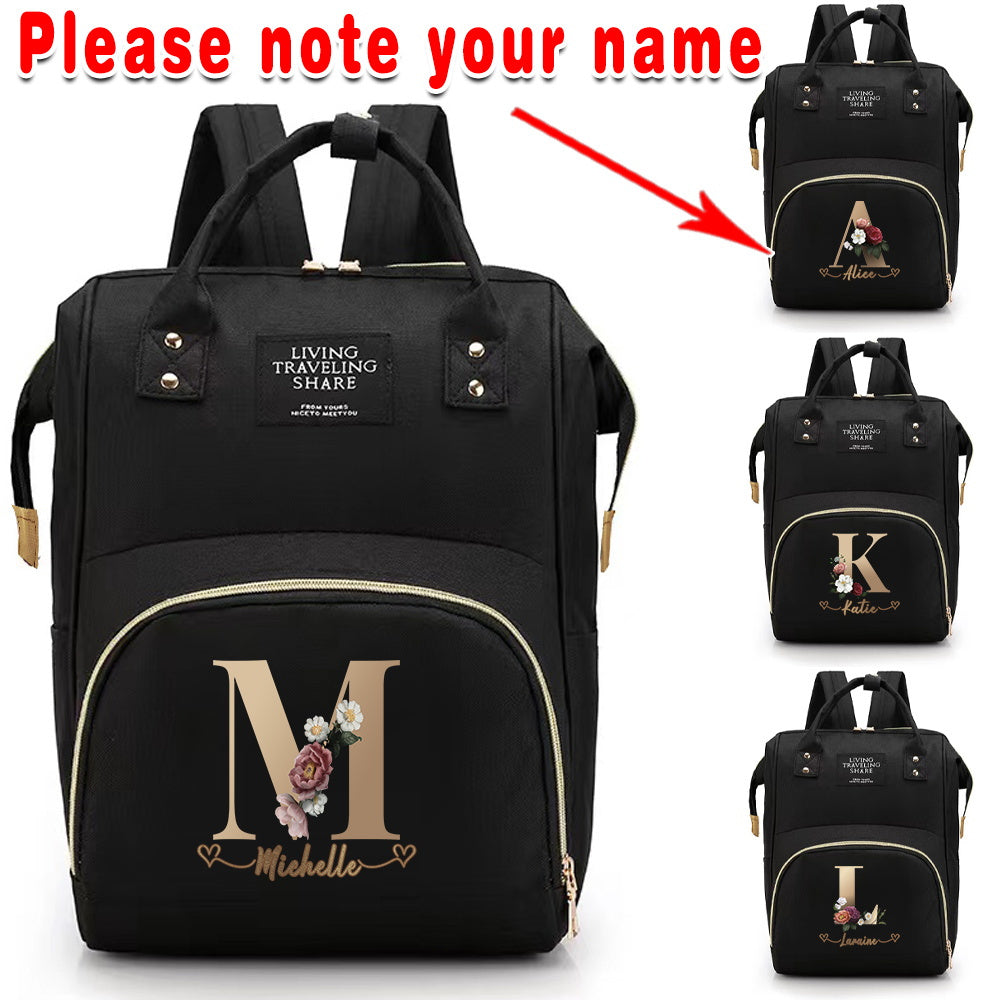 Personalized Mommy Diaper Bag with Custom Initials, Oxford Cloth, Generous Storage