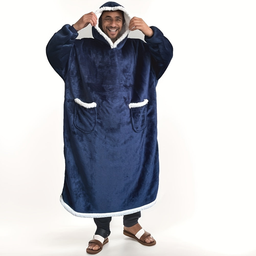 Kattalashtirilgan Plaid Flannel Blanket Hoodie juftliklar uchun Raqamli Octopus bosimi, dog'ga chidamli polyester