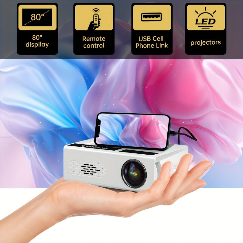 Portable Video Projector LED 1080P Support Built-In Speaker for Office Classroom