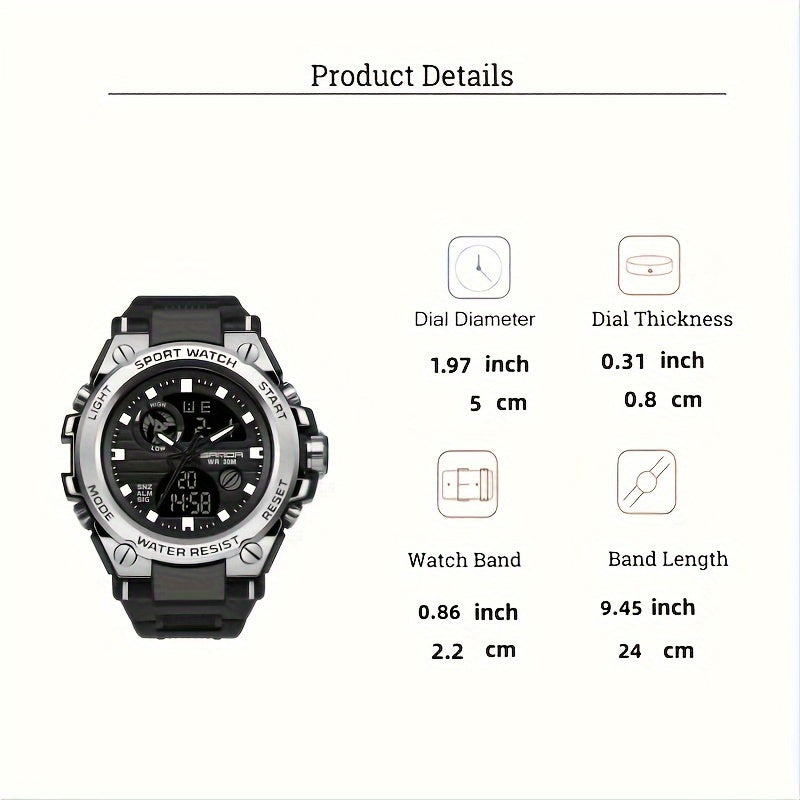 Men's Waterproof Smartwatch with Large Dial Luminous Display and Calendar