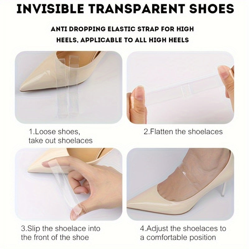 Women Clear Invisible High Heel Shoe Laces Non-Slip Shoe Accessories 1/5/10 Pairs