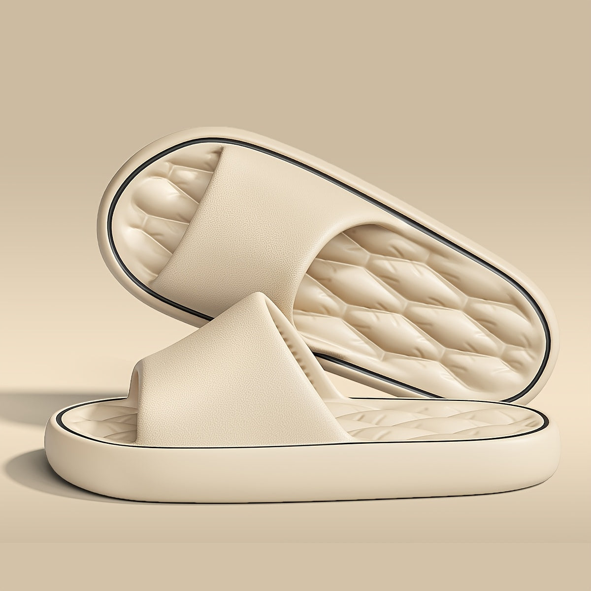 Erkaklar uchun 48-49 o'lchamdagi chiziqli slip-on uy poyabzallari, sirpanmaydigan taglik bilan, uyda yoki dushda foydalanish uchun mukammal.