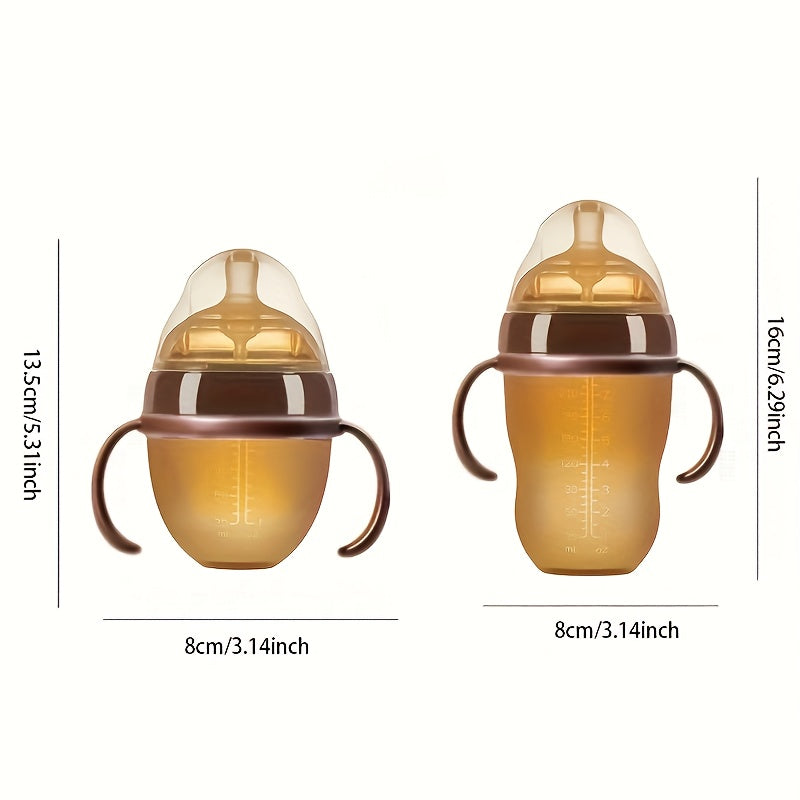 Kids Silicone Bottle with Handle 150ml 250ml Wide Mouth Deep Brown