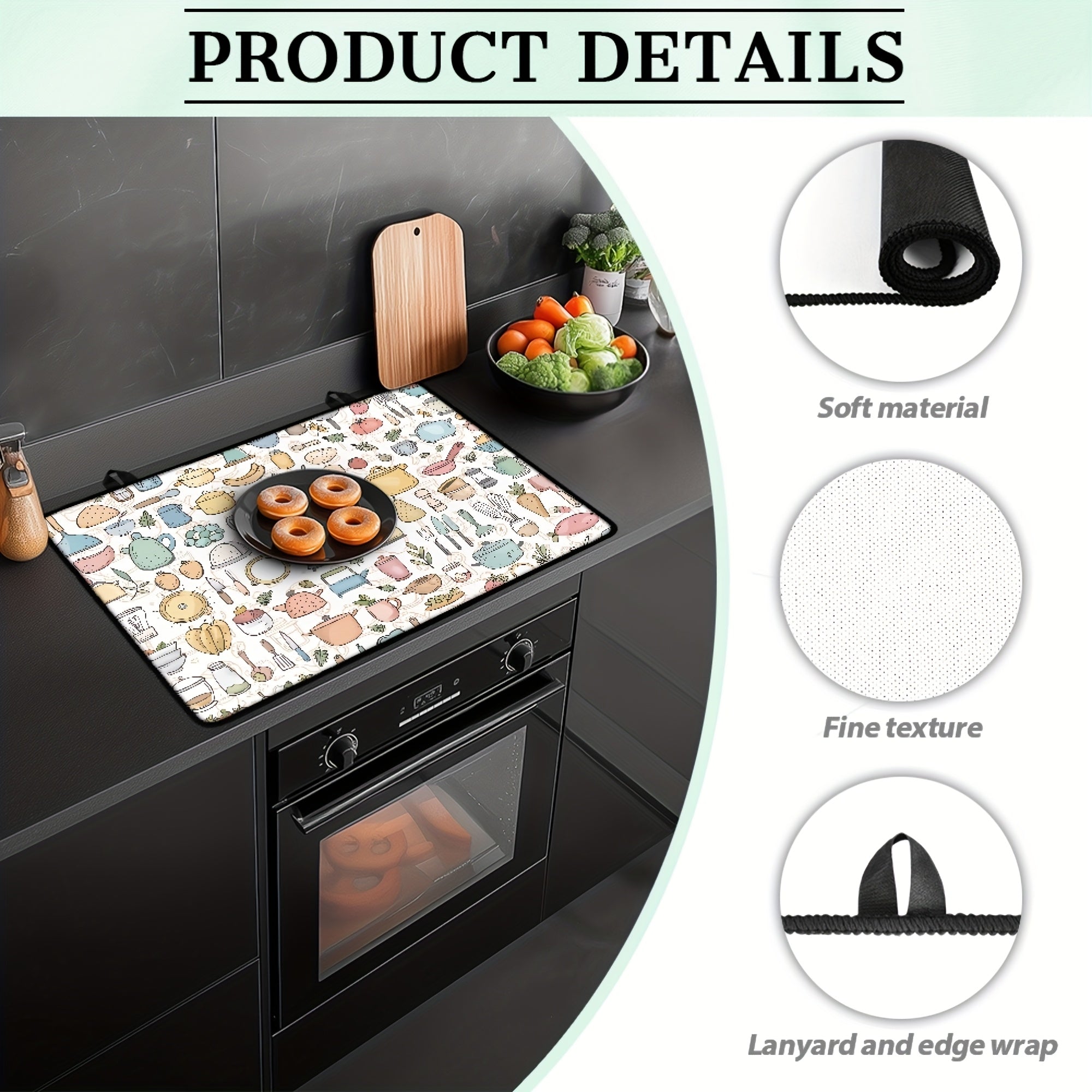 Patterned Cartoon Kitchen Stove Cover Heat-Resistant Non-Slip for Glass Ceramic and Electric Stoves